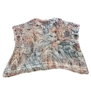 Jess & Jane Womens XL Abstract Art Print Knit Top Short Sleeve V-Neck Sequin